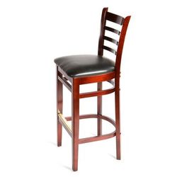 Oak Street WB101MH BLK Commercial Bar Stool w/ Ladder Back & Black Vinyl Seat, Wood Frame, Mahogany