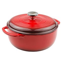 Lodge EC4D43 4 1/2 qt Cast Iron Dutch Oven, Enamel, Island Spice, Red