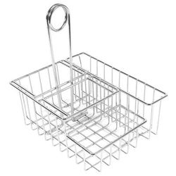 GET 4-21696 4 Compartment Rectangular Condiment Caddy - Chrome, Chrome Plated Metal, Silver