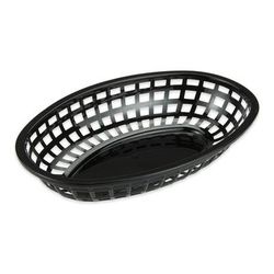 GET OB-938-BK Oval Bread & Bun Basket, 9 1/2" x 6", Polypropylene, Black