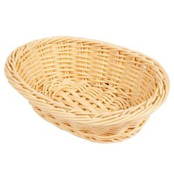GET WB-1503-N Oval Bread & Bun Basket, 9" x 6 3/4", Polypropylene, Natural, Beige, 1 Dozen