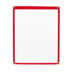 Risch TES8.5X11 DS 03 Single Pocket Vinyl Menu Cover, 8 1/2"W x 11"H, Red Leatherette