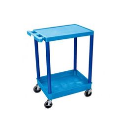 Luxor BUSTC21BU Multipurpose Cart w/ Tub & Flat Shelf, 24x18x35 1/2", Polyethylene, Blue