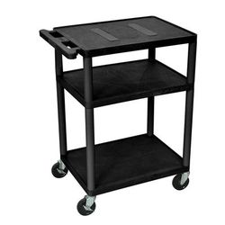 Luxor LE34-B 34" 3 Level A/V Utility Cart w/ 400 lb Capacity - Plastic, Black