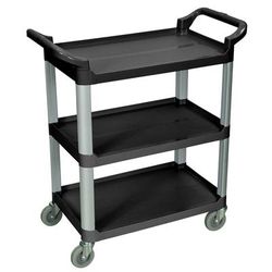 Luxor SC12-B 3 Level Polymer Utility Cart w/ 200 lb Capacity, Raised Ledges, Dual Handles, Black