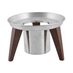 Spring USA SK-14501141 8 3/4" Round Display Stand for SK-14501180, SK-14501141FH, & SK-14501FXW - Stainless/Wood, Brushed Stainless Steel, Wood Finish, Silver
