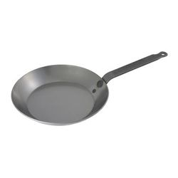 Matfer Bourgeat 062009 17 3/4" Black Carbon Steel Frying Pan w/ Solid Metal Handle