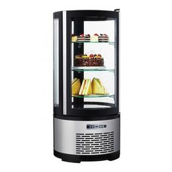 Omcan 41466 19" Full Service Cake Display Case w/ Curved Glass - 3 Levels, 110v, 3.53 Cu. Ft., Countertop, Silver