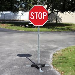 Accuform Signs HSP820 Blockade Versatile Sign Stand w/ 6 ft Steel Post & Cast Iron Base, Gray
