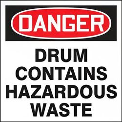 Accuform Signs MHZW105PSC "DANGER" Hazardous Waste Drum & Container Label - 6" x 6", Adhesive Coated Paper, Adhesive Poly Sheet, White, Pack of 100