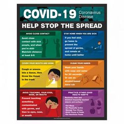 Accuform Signs SP125301J COVID-19 Safety Poster - "HELP STOP THE SPREAD", 28" x 22", Non-Laminated, Plastic, Multi-Colored