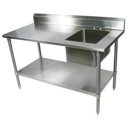 John Boos EPT8R5-3072SSK-R 72" Work Table w/ 1 Right Bowl, Stainless Steel, Right-Mounted Bowl, Stainless Steel