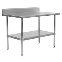 John Boos FBLGR5-6030 60" 18 ga Work Table w/ Undershelf & 430 Series Stainless Steel Top, 5" Backsplash, Stainless Steel Top