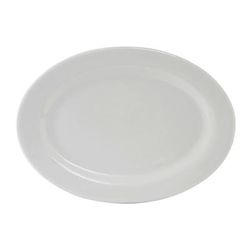 Tuxton ALH-082 8 1/4" x 5 3/4" Oval Alaska Platter - China, Porcelain White
