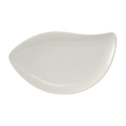 Tuxton AMU-651 15 1/4" x 8 3/4" Leaf AlumaTuxÂ© Platter - Ceramic, Pearl White