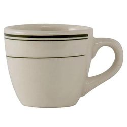 Tuxton TGB-035 3 1/2 oz Green Bay Espresso Cup - Ceramic, American White/Eggshell w/ Green Band