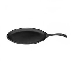 Thunder Group IRSK795 9 1/4" Oval Sizzling Platter, Cast Iron, Black