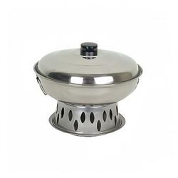 Thunder Group SLAL01A 7 1/2" Round Wok Chafer Set - Stainless Steel, Lid and Stand, Silver