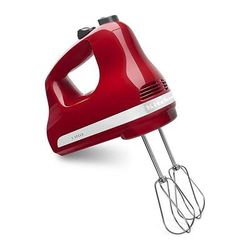 KitchenAid KHM512ER 5 Speed Hand Mixer w/ 2 Stainless Turbo Beater Accessories, Empire Red, 5 Speeds, 120 V