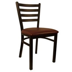 H&D Commercial Seating 6145 BGV Dining Chair w/ Ladder Back & Burgundy Vinyl Seat - Metal Frame, Black