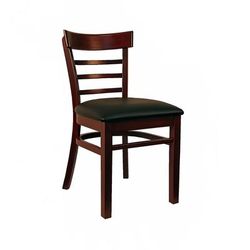 H&D Commercial Seating 8676 DW/BKV Dining Chair w/ Ladder Back & Black Vinyl Seat - Dark Walnut Frame