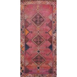 Pink Tribal Lori Persian Vintage Area Rug Hand-knotted Wool Carpet - 3'11" x 7'10"