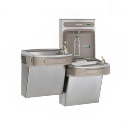 Elkay EZSTL8WSSK Wall Mount Bi Level Drinking Fountain w/ Bottle Filler - Non Filtered, Refrigerated, Stainless, Silver, 115 V