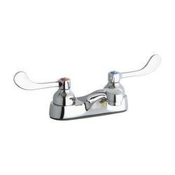 Elkay LK402T4 Deck Mount Lavatory Faucet w/ 3" Spout & 4" Wristblade Handles - 4" Centers, Chrome Plated, Silver