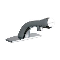 Elkay LK652 Deck Mount Metering Faucet w/ 4 1/8" Spout & Push Button Cap, Silver