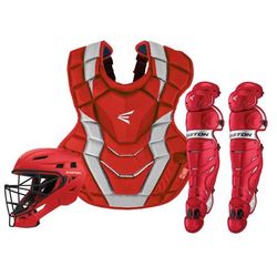 Easton ELITE X Youth Catcher's Box Set - Ages 9-12 Red/Silver