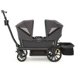 Veer All-Terrain Cruiser XL (4 Seater) Stroller Wagon + 2 Canopy + Basket Bundle - Grey