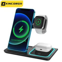 Chargeur sans fil Qi 3 en 1 pour Apple Watch Station de charge rapide pour téléphone portable Mini