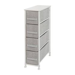 Flash Furniture WX-5L203-WH-GR-GG 7 7/8"W Storage Organizer w/ 4 Light Gray Fabric Drawers, White Cast Iron Frame