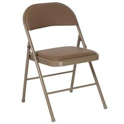 Flash Furniture HA-F003D-BGE-GG Folding Chair w/ Beige Vinyl Back & Seat - Steel Frame, Beige, Brown, Pack of 2