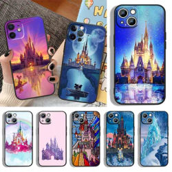 Coque de téléphone Disney Castle en Silicone étui noir pour Apple iPhone 13 12 11 Pro Max mini XS