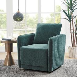 Madison Park Kaley Upholstered 360 Degree Swivel Chair in Green - Olliix MP103-1215