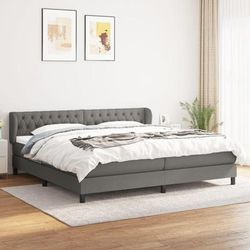 vidaXL Giroletto a Molle con Materasso Grigio Scuro 200x200 cm Tessuto