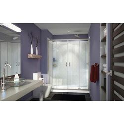 Dreamline DreamLine Visions 30 inch D x 60 inch W x 76 3/4 inch H Semi-Frameless Sliding Shower Door in Brushed Nickel, Right Drain Shower Base, and Wall Kit in White DL-6112R-04CL