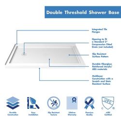 Dreamline DreamLine SlimLine 36 inch D x 54 inch W x 2 3/4 inch H Left Drain Double Threshold Shower Base in White DLT-1036541