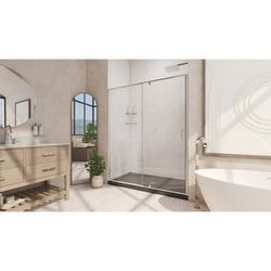 Dreamline DreamLine Flex 36 inch D x 36 inch W x 74 3/4 inch H Semi-Frameless Pivot Shower Door in Chrome with Center Drain Black Shower Base DL-6216C-88-01