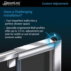 Dreamline DreamLine Flex 36 inch D x 60 inch W x 74 3/4 inch H Semi-Frameless Pivot Shower Enclosure in Chrome with Left Drain Black Shower Base Kit DL-6720L-88-01