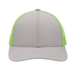 Pacific Headwear P114 Low-Pro Trucker Cap in Heather Grey/Ng/Heather Grey | Polyester Blend