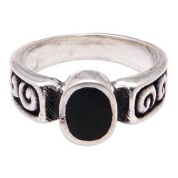 Snail Inspiration,'Sterling Silver Band Ring with Resin Accent from Bali'