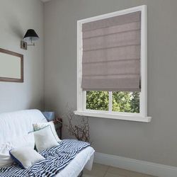 Wide Width Cordless Light Filtering Fabric Roman Shades by Whole Space Industries in Light Gray (Size 34" W 64" L)