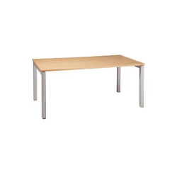 Bureau droit Eminence - L.140 x P.80 cm - Plateau Hêtre - Pieds Aluminium