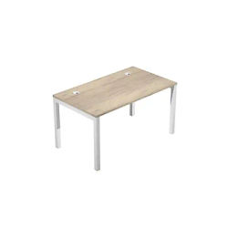 Bureau droit Eminence - L.140 x P.80 cm - Plateau Chêne canadien - Pieds Blanc