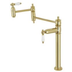 Kingston Brass KS3702PL Restoration Deck Mount Pot Filler, Polished Brass - Kingston Brass KS3702PL