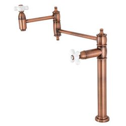 Kingston Brass KS370PXAC Restoration Deck Mount Pot Filler, Antique Copper - Kingston Brass KS370PXAC