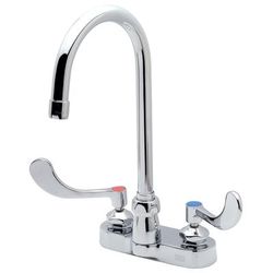 Zurn Industries Z812B4-XL-18F Deck Mount Faucet w/ 1.5 gpm Laminar Flow - 5 3/8" Swivel Gooseneck Spout, 4" Centers