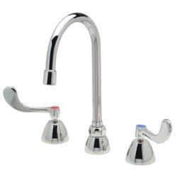 Zurn Industries Z831B4-XL-ICT-18F Deck Mount Lavatory Faucet w/ 1.5 gpm Laminar Flow & Copper Supply Tubes - 5 3/8" Gooseneck Spout, Chrome